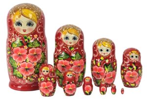 Original ruska matrjoška 26 cm, set 10 kos