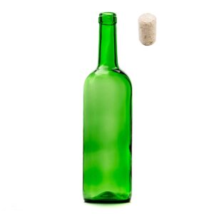 Steklenica za vino BORDO zelena 750 ml z zamaškom