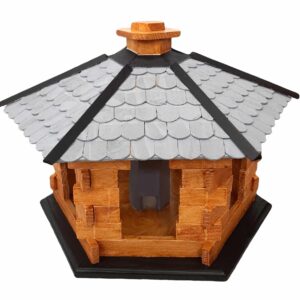 Lesena ptičja krmilnica s posodo za hrano 56x46x37